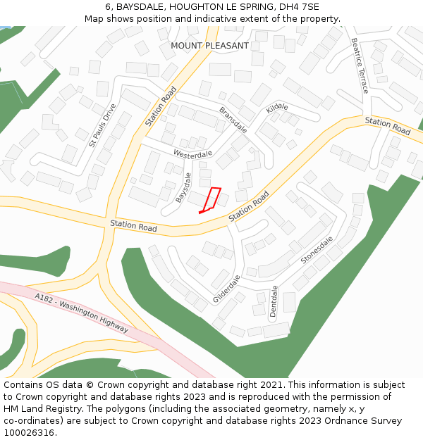 6, BAYSDALE, HOUGHTON LE SPRING, DH4 7SE: Location map and indicative extent of plot