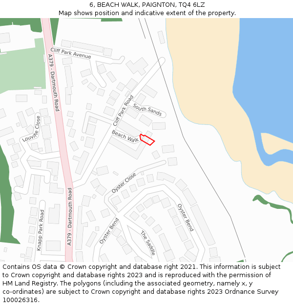 6, BEACH WALK, PAIGNTON, TQ4 6LZ: Location map and indicative extent of plot