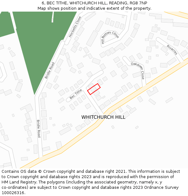 6, BEC TITHE, WHITCHURCH HILL, READING, RG8 7NP: Location map and indicative extent of plot