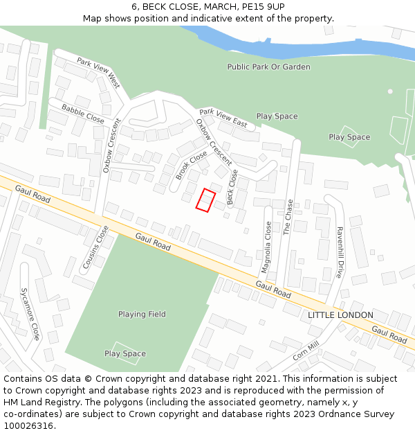 6, BECK CLOSE, MARCH, PE15 9UP: Location map and indicative extent of plot