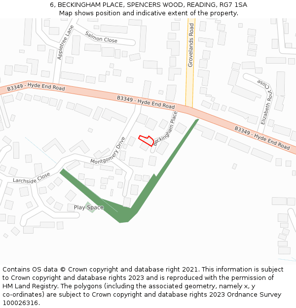 6, BECKINGHAM PLACE, SPENCERS WOOD, READING, RG7 1SA: Location map and indicative extent of plot