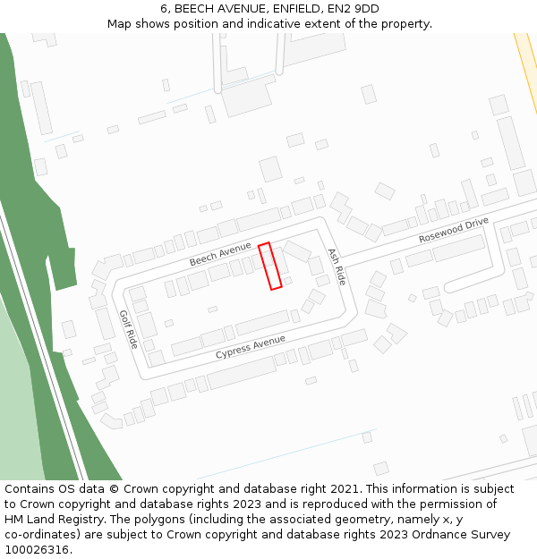 6, BEECH AVENUE, ENFIELD, EN2 9DD: Location map and indicative extent of plot