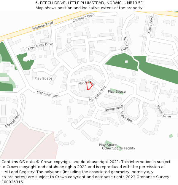 6, BEECH DRIVE, LITTLE PLUMSTEAD, NORWICH, NR13 5FJ: Location map and indicative extent of plot