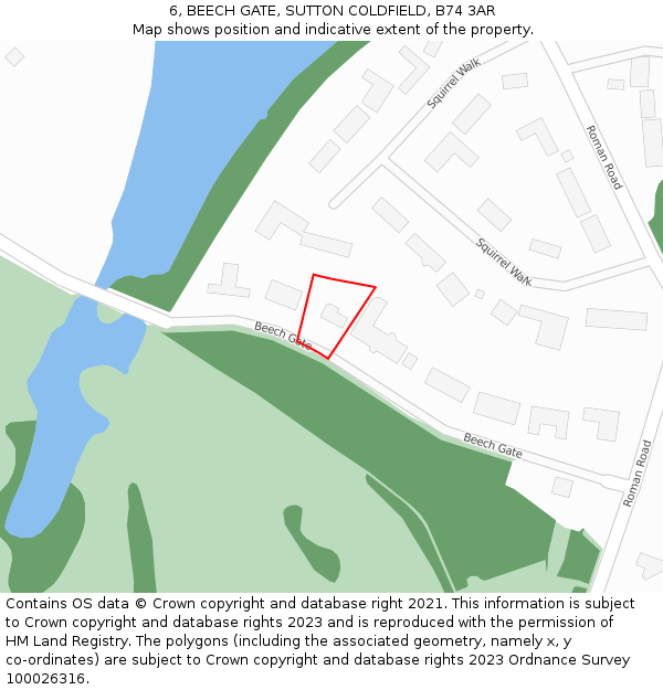6, BEECH GATE, SUTTON COLDFIELD, B74 3AR: Location map and indicative extent of plot