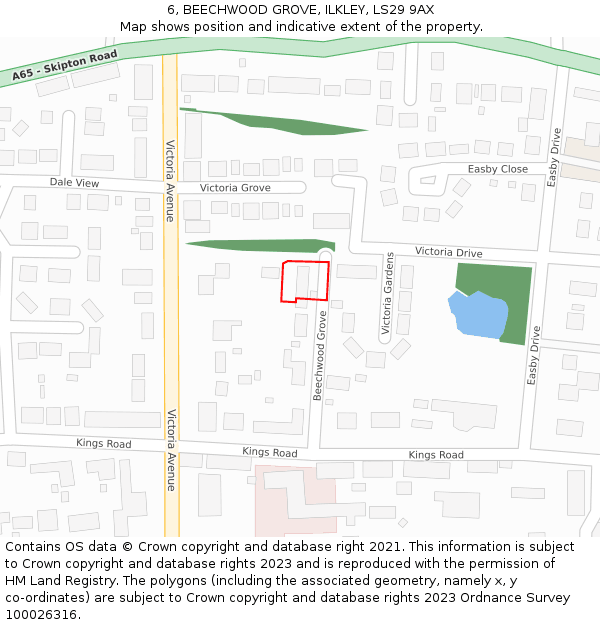 6, BEECHWOOD GROVE, ILKLEY, LS29 9AX: Location map and indicative extent of plot