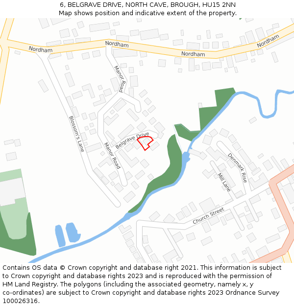 6, BELGRAVE DRIVE, NORTH CAVE, BROUGH, HU15 2NN: Location map and indicative extent of plot