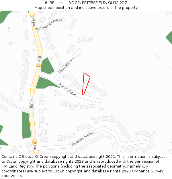 6, BELL HILL RIDGE, PETERSFIELD, GU32 2DZ: Location map and indicative extent of plot