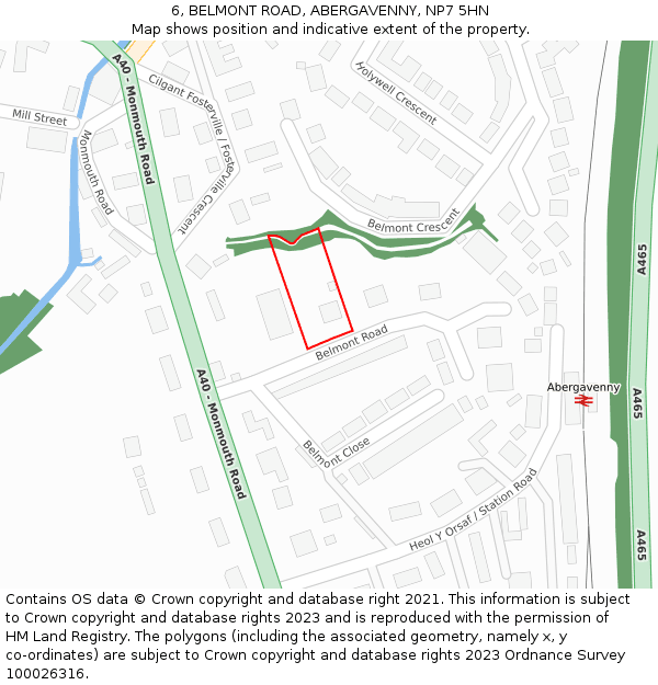 6, BELMONT ROAD, ABERGAVENNY, NP7 5HN: Location map and indicative extent of plot