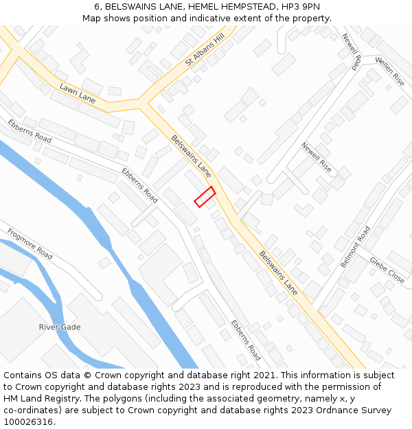6, BELSWAINS LANE, HEMEL HEMPSTEAD, HP3 9PN: Location map and indicative extent of plot