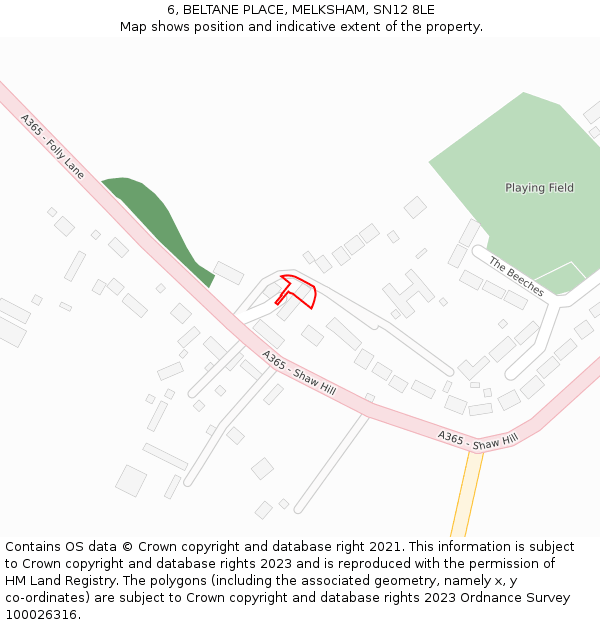 6, BELTANE PLACE, MELKSHAM, SN12 8LE: Location map and indicative extent of plot