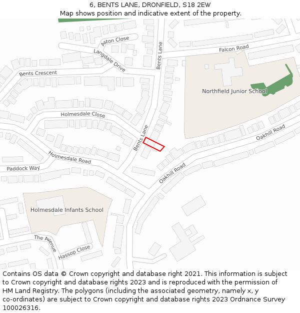 6, BENTS LANE, DRONFIELD, S18 2EW: Location map and indicative extent of plot