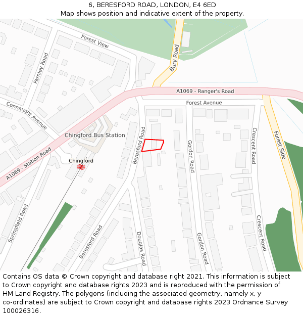 6, BERESFORD ROAD, LONDON, E4 6ED: Location map and indicative extent of plot