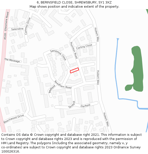 6, BERINSFIELD CLOSE, SHREWSBURY, SY1 3XZ: Location map and indicative extent of plot