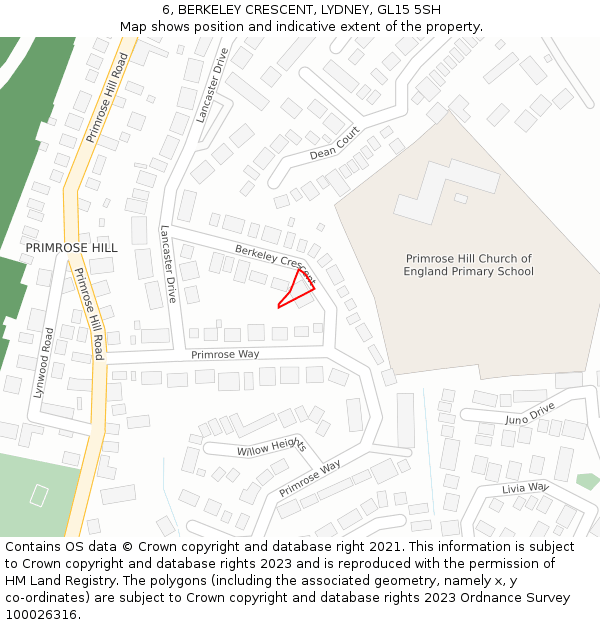 6, BERKELEY CRESCENT, LYDNEY, GL15 5SH: Location map and indicative extent of plot