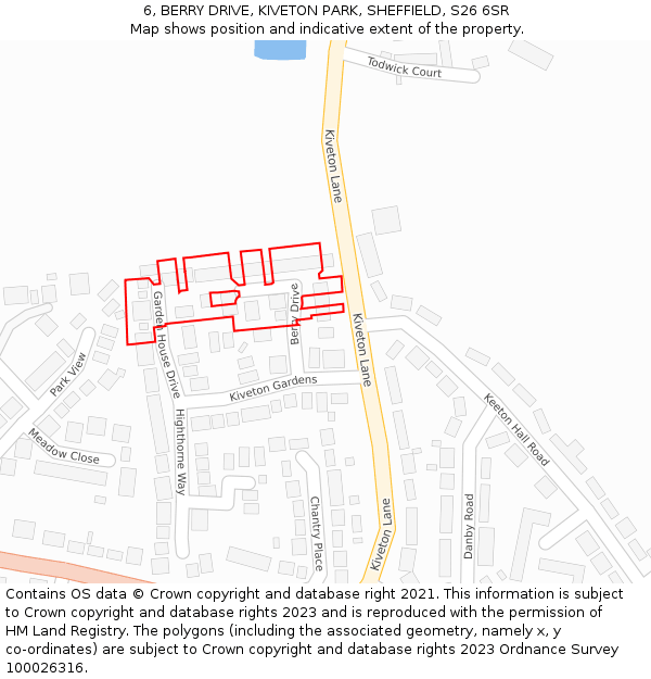 6, BERRY DRIVE, KIVETON PARK, SHEFFIELD, S26 6SR: Location map and indicative extent of plot