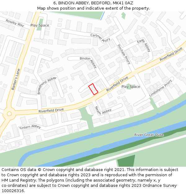 6, BINDON ABBEY, BEDFORD, MK41 0AZ: Location map and indicative extent of plot