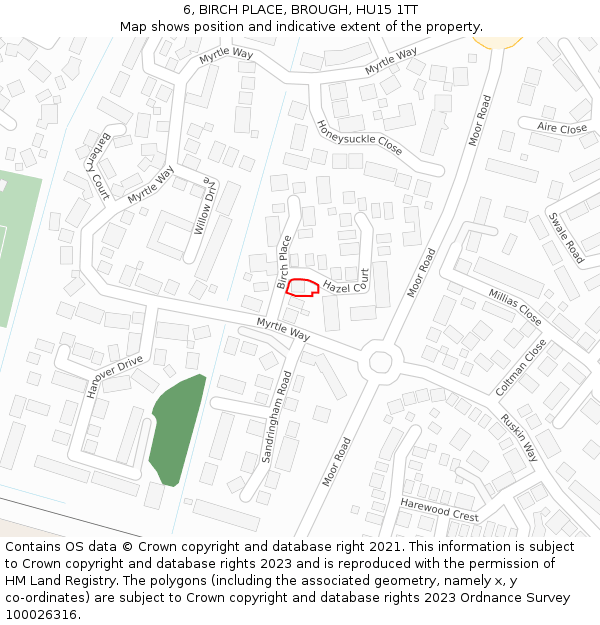 6, BIRCH PLACE, BROUGH, HU15 1TT: Location map and indicative extent of plot