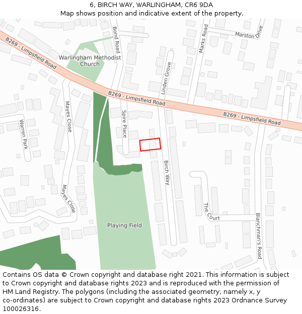 6, BIRCH WAY, WARLINGHAM, CR6 9DA: Location map and indicative extent of plot