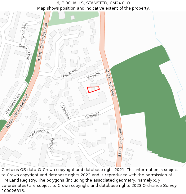 6, BIRCHALLS, STANSTED, CM24 8LQ: Location map and indicative extent of plot