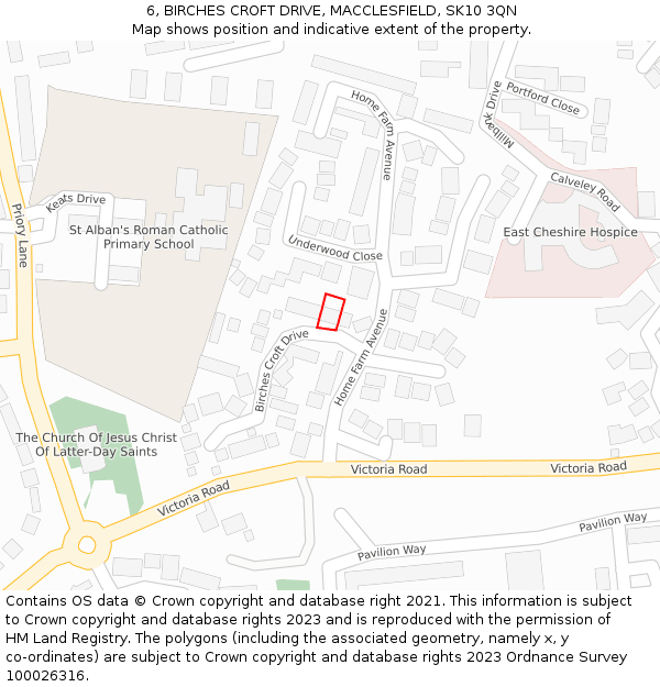 6, BIRCHES CROFT DRIVE, MACCLESFIELD, SK10 3QN: Location map and indicative extent of plot