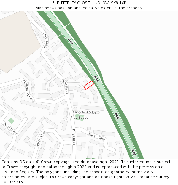 6, BITTERLEY CLOSE, LUDLOW, SY8 1XP: Location map and indicative extent of plot