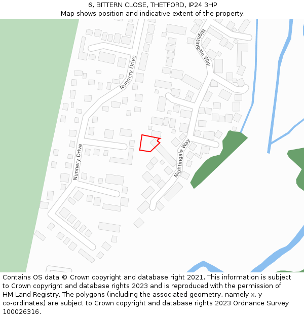 6, BITTERN CLOSE, THETFORD, IP24 3HP: Location map and indicative extent of plot