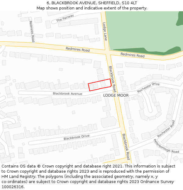 6, BLACKBROOK AVENUE, SHEFFIELD, S10 4LT: Location map and indicative extent of plot