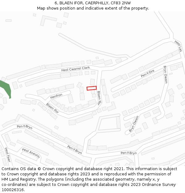 6, BLAEN IFOR, CAERPHILLY, CF83 2NW: Location map and indicative extent of plot
