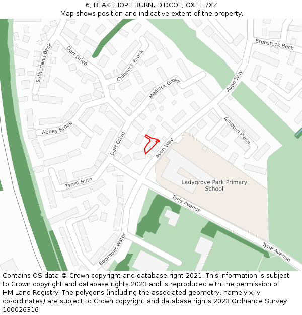 6, BLAKEHOPE BURN, DIDCOT, OX11 7XZ: Location map and indicative extent of plot