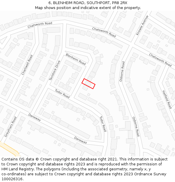 6, BLENHEIM ROAD, SOUTHPORT, PR8 2RX: Location map and indicative extent of plot