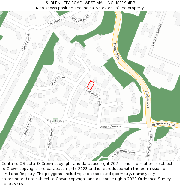 6, BLENHEIM ROAD, WEST MALLING, ME19 4RB: Location map and indicative extent of plot