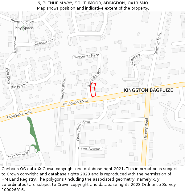 6, BLENHEIM WAY, SOUTHMOOR, ABINGDON, OX13 5NQ: Location map and indicative extent of plot