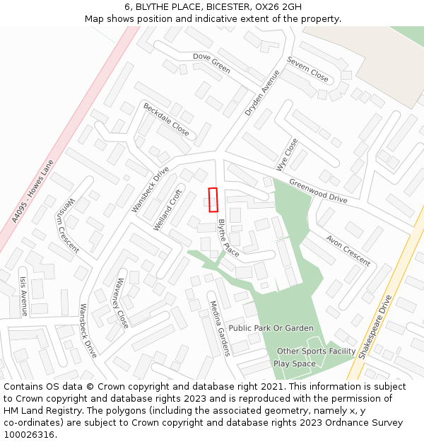 6, BLYTHE PLACE, BICESTER, OX26 2GH: Location map and indicative extent of plot