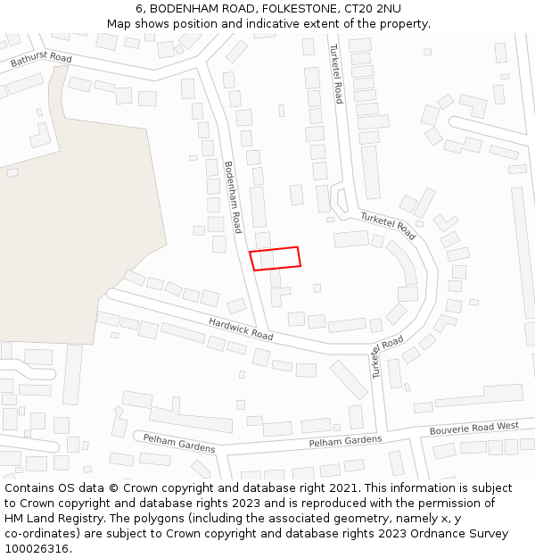 6, BODENHAM ROAD, FOLKESTONE, CT20 2NU: Location map and indicative extent of plot