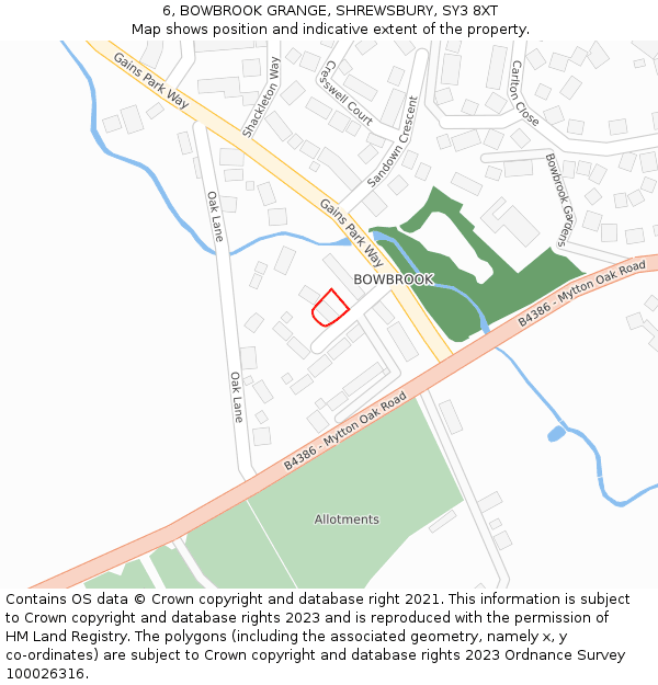 6, BOWBROOK GRANGE, SHREWSBURY, SY3 8XT: Location map and indicative extent of plot