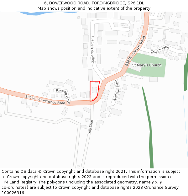 6, BOWERWOOD ROAD, FORDINGBRIDGE, SP6 1BL: Location map and indicative extent of plot