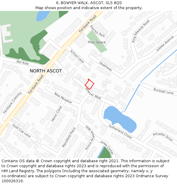 6, BOWYER WALK, ASCOT, SL5 8QS: Location map and indicative extent of plot