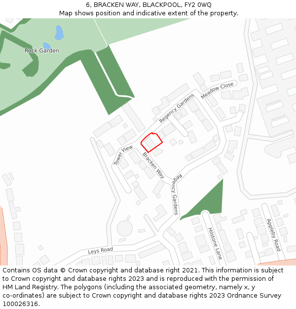 6, BRACKEN WAY, BLACKPOOL, FY2 0WQ: Location map and indicative extent of plot