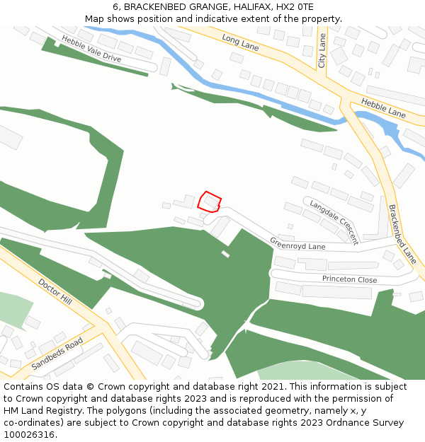 6, BRACKENBED GRANGE, HALIFAX, HX2 0TE: Location map and indicative extent of plot