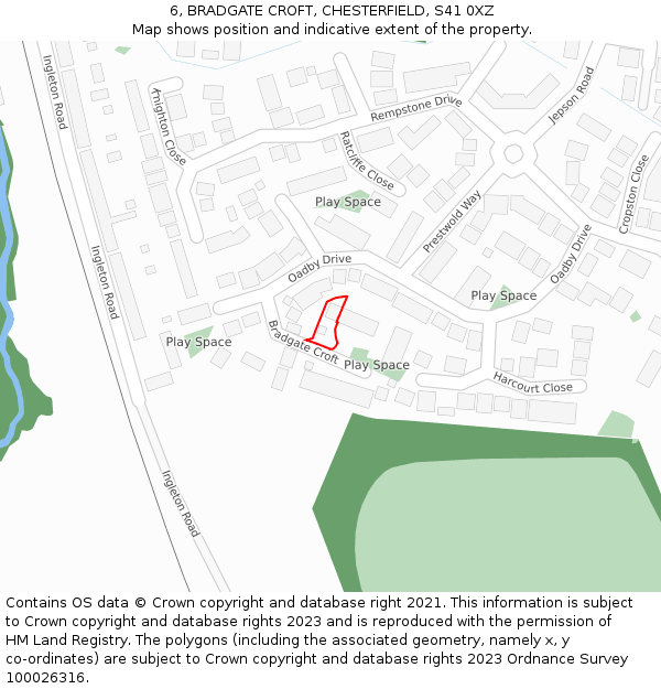 6, BRADGATE CROFT, CHESTERFIELD, S41 0XZ: Location map and indicative extent of plot