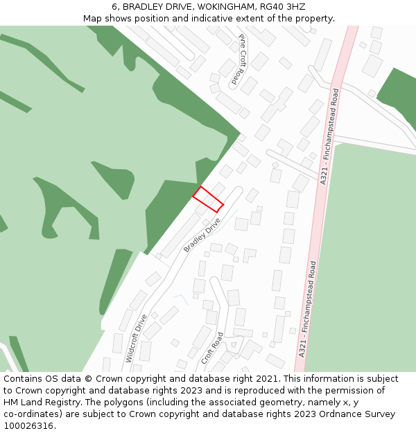 6, BRADLEY DRIVE, WOKINGHAM, RG40 3HZ: Location map and indicative extent of plot