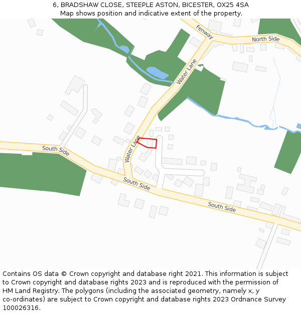 6, BRADSHAW CLOSE, STEEPLE ASTON, BICESTER, OX25 4SA: Location map and indicative extent of plot