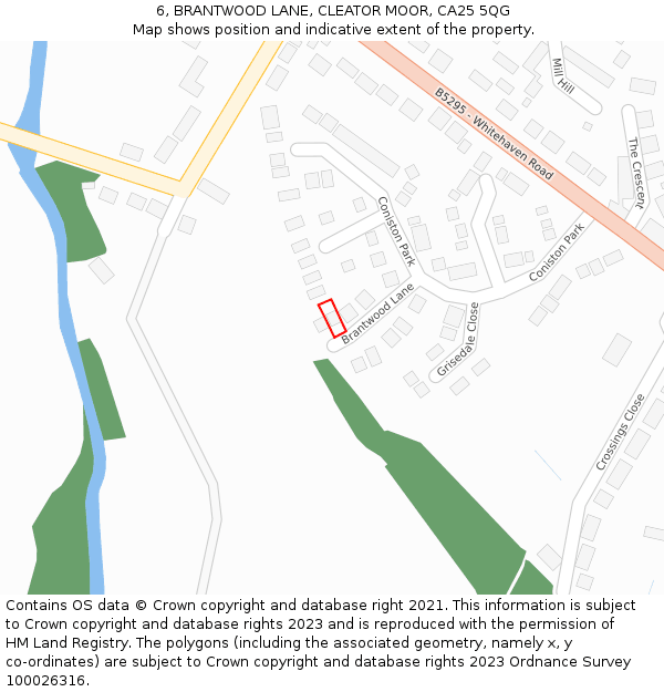 6, BRANTWOOD LANE, CLEATOR MOOR, CA25 5QG: Location map and indicative extent of plot