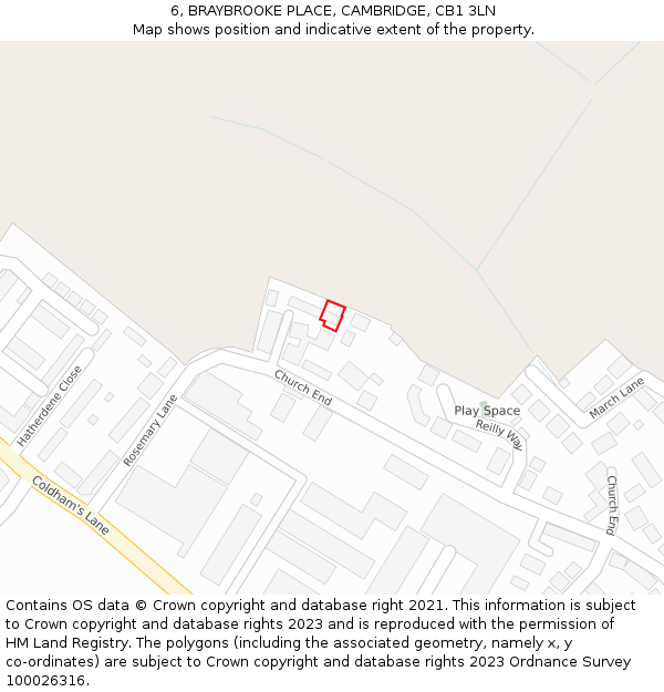 6, BRAYBROOKE PLACE, CAMBRIDGE, CB1 3LN: Location map and indicative extent of plot