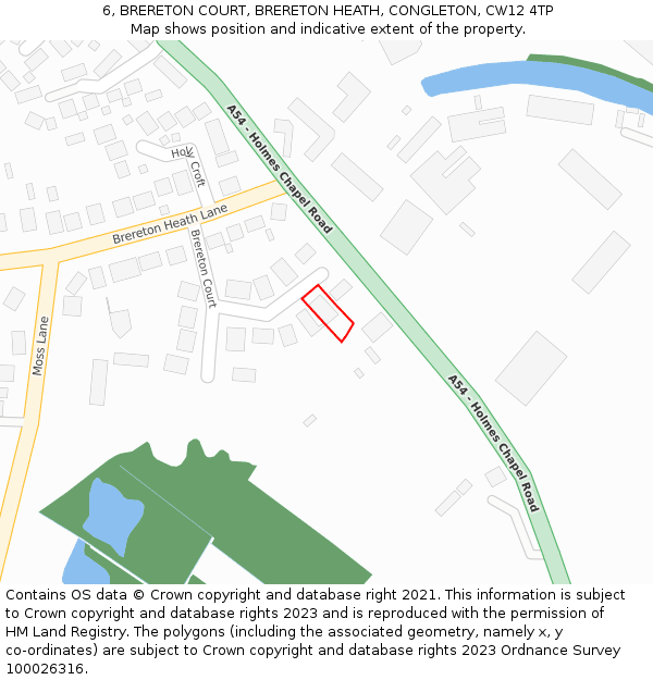 6, BRERETON COURT, BRERETON HEATH, CONGLETON, CW12 4TP: Location map and indicative extent of plot