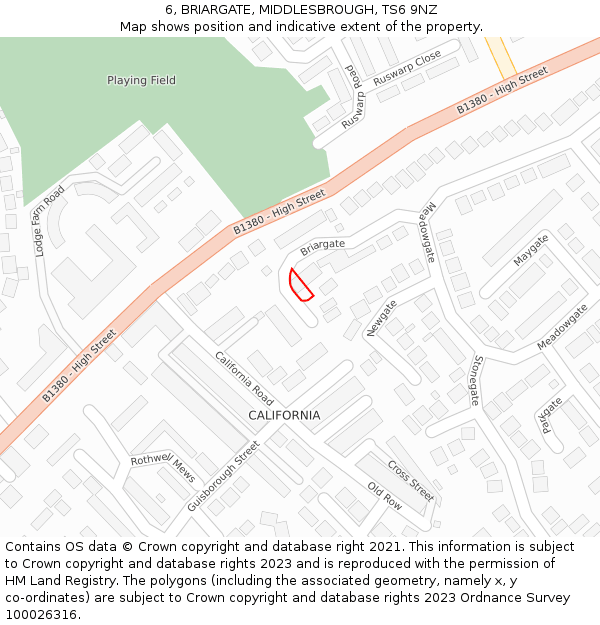 6, BRIARGATE, MIDDLESBROUGH, TS6 9NZ: Location map and indicative extent of plot