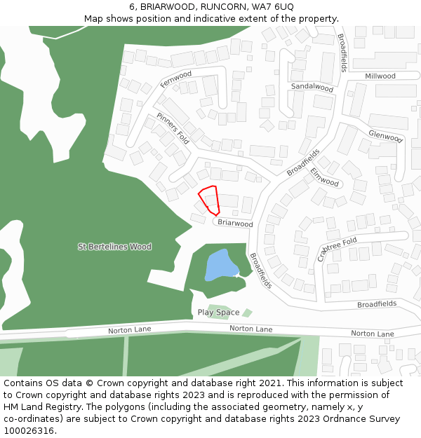 6, BRIARWOOD, RUNCORN, WA7 6UQ: Location map and indicative extent of plot
