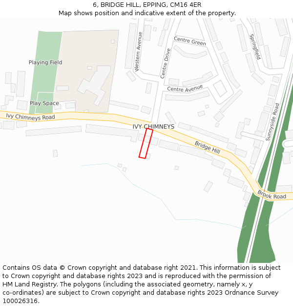 6, BRIDGE HILL, EPPING, CM16 4ER: Location map and indicative extent of plot