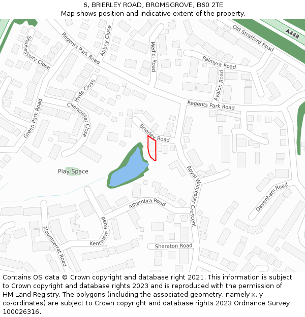 6, BRIERLEY ROAD, BROMSGROVE, B60 2TE: Location map and indicative extent of plot