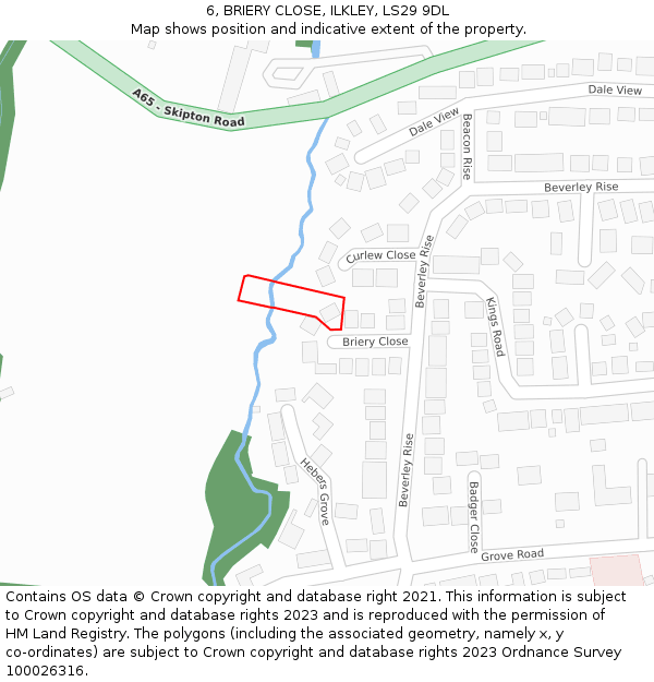 6, BRIERY CLOSE, ILKLEY, LS29 9DL: Location map and indicative extent of plot